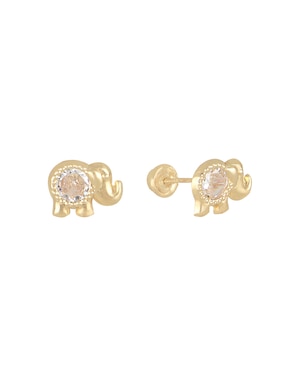 Aretes Broquel De Elefante Casal Primavera-Verano De Oro 14 K