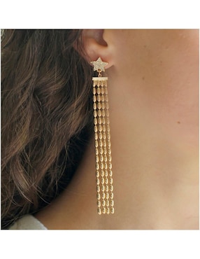 Aretes Parisa Joyería con acabado baño de oro zirconia
