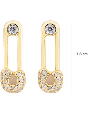Aretes Parisa Joyería con acabado baño de oro zirconia