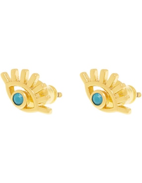 Broqueles Parisa Joyería con acabado baño de oro zirconia