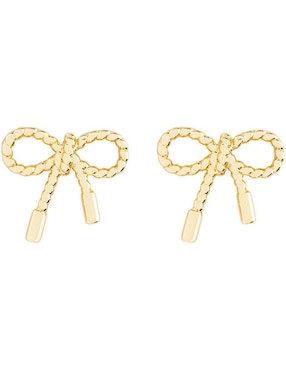 Broqueles de moño Parisa Joyería con acabado baño de oro
