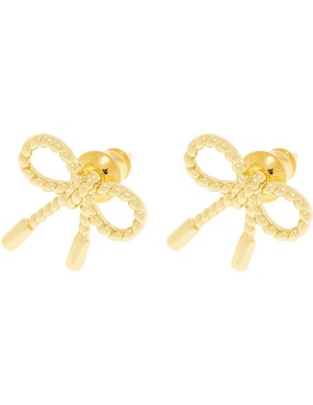 Broqueles de moño Parisa Joyería con acabado baño de oro