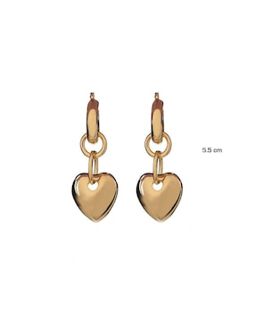 Aretes de corazón Parisa Joyería con acabado baño de oro