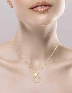 Colgante Y Dije de flor Fianelli tulipan de oro amarillo 14 K perla