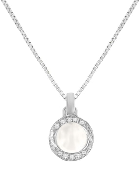 Colgante Y Dije de clásico Fianelli erika de oro blanco 14 K perla y diamante