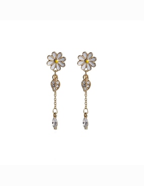 Aretes Largos De Flor Parisa Joyería Zirconia