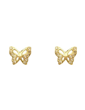 Broqueles De Mariposa Mancini De Oro Amarillo Zirconia