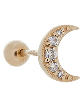 Piercing de media luna Ero Jewelry de oro con acabado lustre zirconia