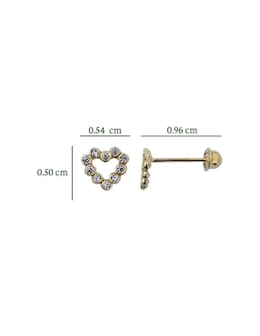 Broqueles de corazón Punto Metálico de oro con acabado brillante zirconia
