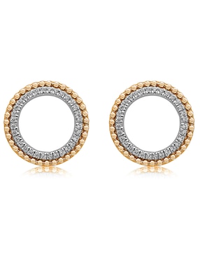 Broqueles redondos Jayda de oro con acabado pavé diamante
