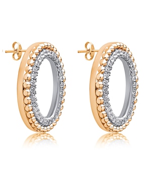 Broqueles redondos Jayda de oro con acabado pavé diamante