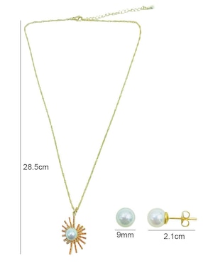Aretes y collar circulares Oro Angelus zirconia