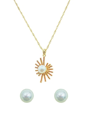 Aretes y collar circulares Oro Angelus zirconia