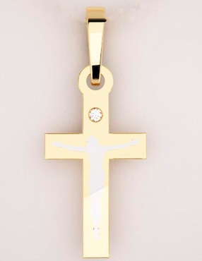 Dije de cruz Fonelli de oro amarillo 14 K diamante