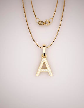 Dije De Letra Fonelli De Oro 14 K Diamante