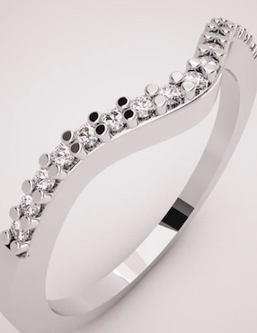 Anillo Fonelli 14 k de oro blanco diamante pulido