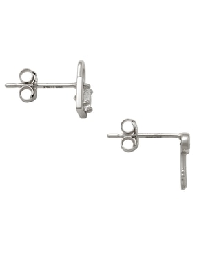 Broqueles de candado Lusso de oro blanco 14 K con acabado brillante cristal