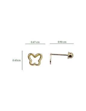 Broqueles de mariposa Punto Metálico de oro con acabado brillante