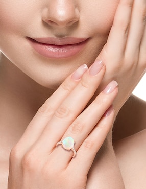 Anillo Effy Aurora 14 k de oro diamante y ópalo etíope brillante