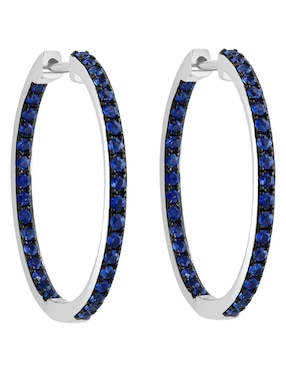 Arracadas Effy Royale Bleu de oro con acabado pavé zafiro