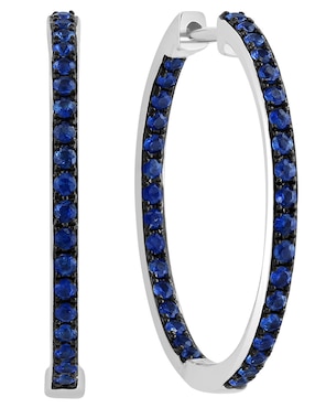 Arracadas Effy Royale Bleu de oro con acabado pavé zafiro