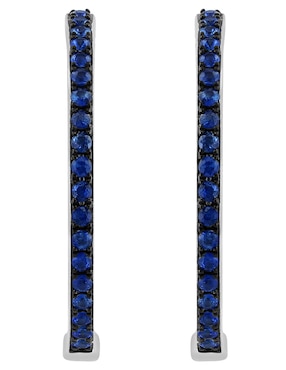 Arracadas Effy Royale Bleu de oro con acabado pavé zafiro