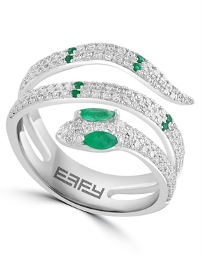 Anillo de serpiente Effy Brasilica 14 k de oro esmeralda y diamante brillante