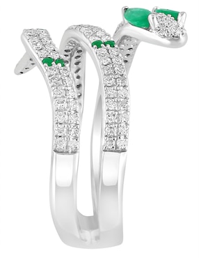 Anillo de serpiente Effy Brasilica 14 k de oro esmeralda y diamante brillante