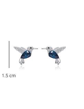 Broqueles de colibrí Mayfer Joyería con acabado baño rodio swarovski