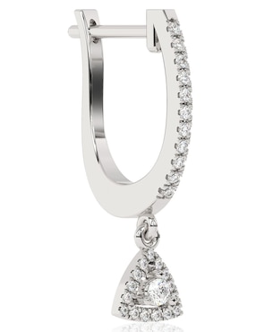 Aretes de aro Stackis de oro blanco con acabado brillante diamante