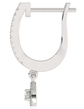 Aretes de aro Stackis de oro blanco con acabado brillante diamante