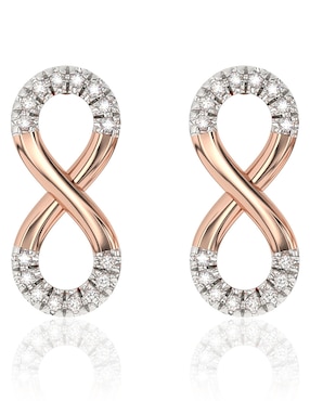 Broqueles De Infinito Stackis De Oro Rosa 14 K Diamante