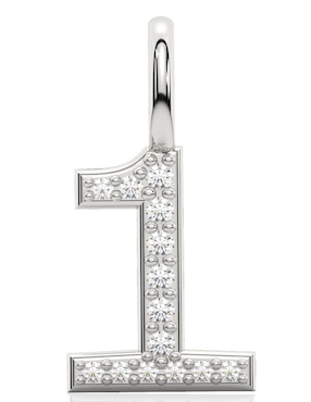 Dije de número 1 Stackis de oro blanco 14 K diamante