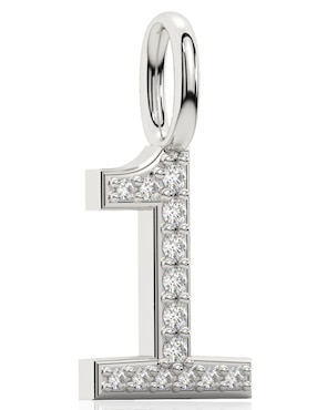 Dije de número 1 Stackis de oro blanco 14 K diamante
