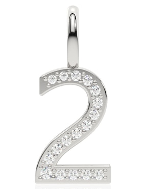 Dije de número 2 Stackis de oro blanco 14 K diamante