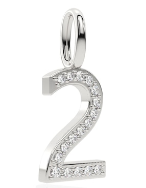 Dije de número 2 Stackis de oro blanco 14 K diamante