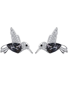 Broqueles de colibrí Mayfer Joyería con acabado plateado swarovski