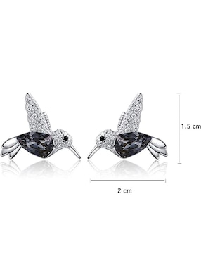 Broqueles de colibrí Mayfer Joyería con acabado plateado swarovski