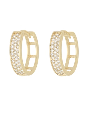 Aretes Huggies Ovalados Casal Fin De Año De Oro Amarillo 14 K Zirconia