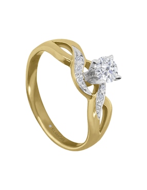 Anillo De Compromiso De Oro Amarillo 14 K Klamore Diamante