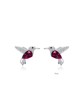 Broqueles de colibrí Mayfer Joyería con acabado plateado swarovski