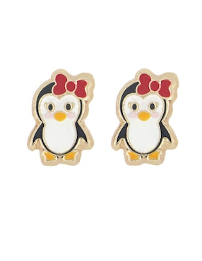 Broqueles De Pingüino Casal Fin De Año De Oro 14 K