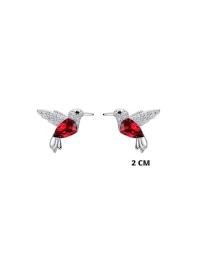 Broqueles de colibrí Mayfer Joyería Colibrí con acabado plateado swarovski