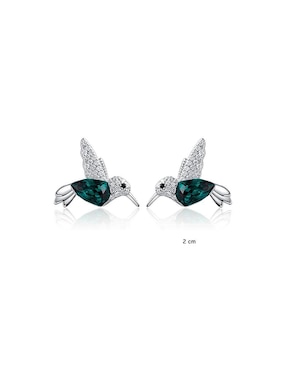 Broqueles de colibrí Mayfer Joyería Colibrí con acabado plateado swarovski