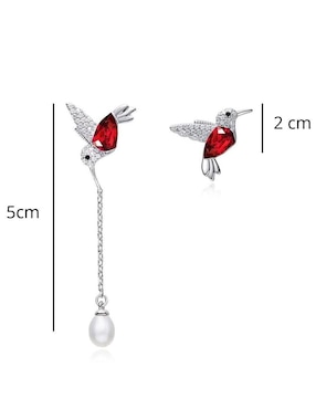 Aretes de colibrí Mayfer Joyería de plata P 925 con acabado plateado swarovski