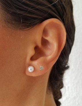 Broqueles de flor Punto Metálico de oro con acabado brillante zirconia