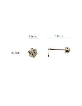 Broqueles de flor Punto Metálico de oro con acabado brillante zirconia