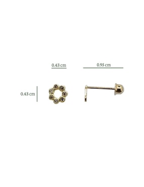 Broqueles circulares Punto Metálico de oro con acabado brillante zirconia