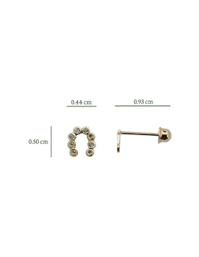 Broqueles de herradura Punto Metálico de oro con acabado brillante zirconia