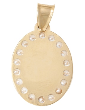 Medalla ovalada Sini de oro amarillo 14 K zirconia